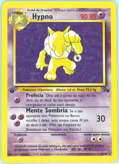 Hypno 1st Edition (23) 2000 Pokemon Portuguese Fossil