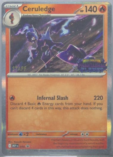 Ceruledge Phantasmal Flames Prerelease-Staff (014) 2025 Pokemon Mep EN-Me Black Star Promo