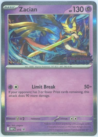 Zacian Phantasmal Flames Prerelease-Staff (015) 2025 Pokemon Mep EN-Me Black Star Promo