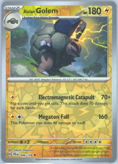 Alolan Golem Reverse Holo (046) 2025 Pokemon Jtg EN-Journey Together