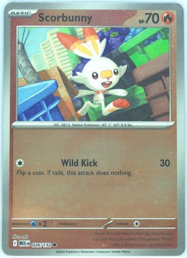 Scorbunny Reverse Holo (026) 2025 Pokemon Meg EN-Mega Evolution