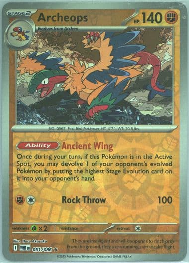 Archeops Reverse Holo (051) 2025 Pokemon Wht EN-White Flare