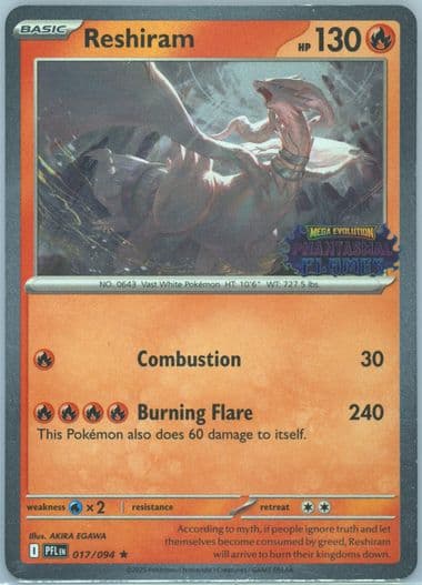 Reshiram USA Exclusive (017) 2025 Pokemon Pfl EN-Phantasmal Flames
