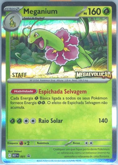 Meganium Mega Evolution Prerelease-Staff (001) 2025 Pokemon Portuguese Mep PT-Me Black Star Promo