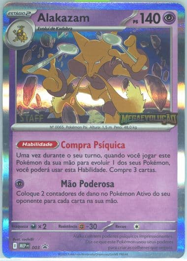 Alakazam Mega Evolution Prerelease-Staff (003) 2025 Pokemon Portuguese Mep PT-Me Black Star Promo