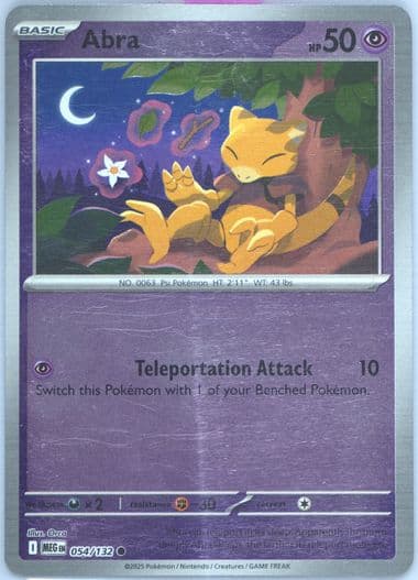 Abra Reverse Holo (054) 2025 Pokemon Meg EN-Mega Evolution