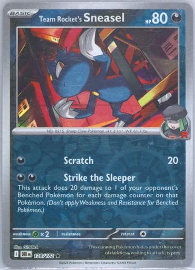 Team Rocket's Sneasel Reverse Holo (128) 2025 Pokemon Dri EN-Destined Rivals