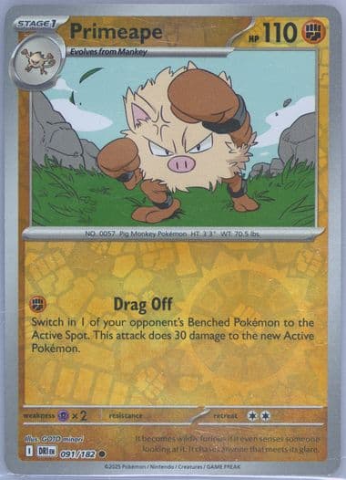 Primeape Reverse Holo (091) 2025 Pokemon Dri EN-Destined Rivals