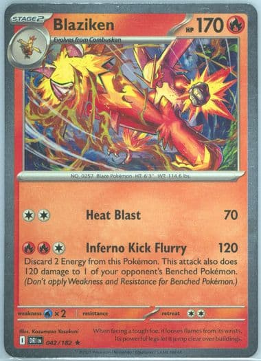 Blaziken Phantasmal Flames Premium Checklane Blister (042) 2025 Pokemon Dri EN-Destined Rivals