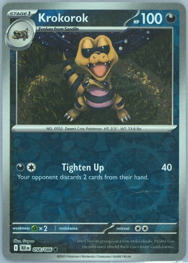 Krokorok Reverse Holo (058) 2025 Pokemon Blk EN-Black Bolt