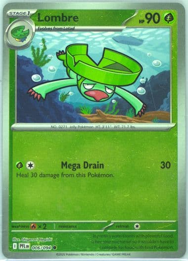 Lombre Reverse Holo (006) 2025 Pokemon Pfl EN-Phantasmal Flames
