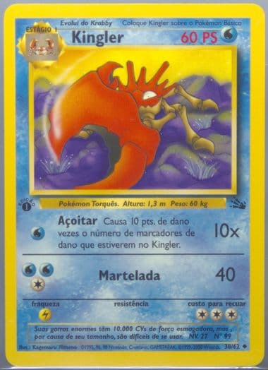 Kingler 1st Edition (38) 2000 Pokemon Portuguese Fossil