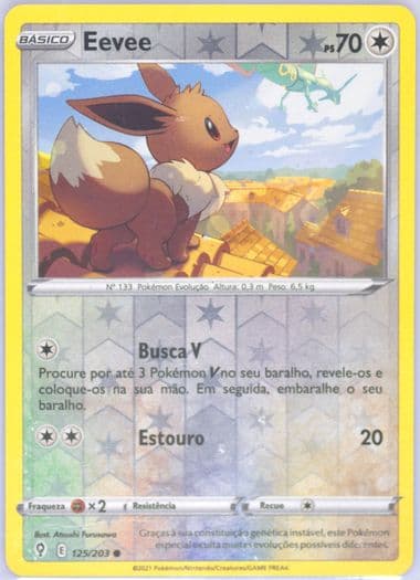 Eevee-Reverse Foil Portuguese (125) 2021 Pokemon Sword & Shield Evolving Skies