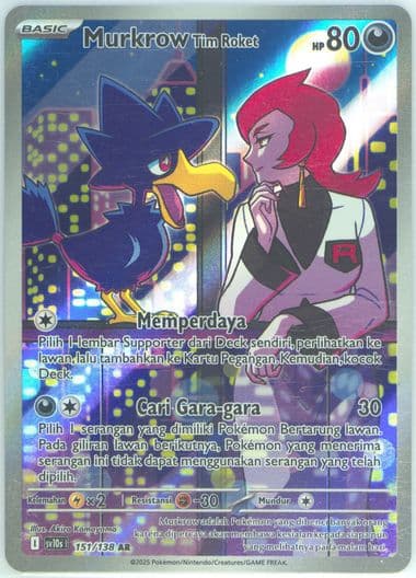 Team Rocket's Murkrow Art Rare (151) 2025 Pokemon Indonesian Sv10s I-Presence of Champions