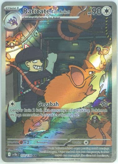 Team Rocket's Raticate Art Rare (153) 2025 Pokemon Indonesian Sv10s I-Presence of Champions