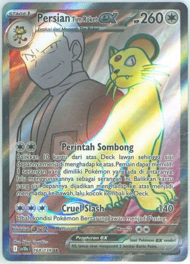 Team Rocket's Persian EX Super Rare (168) 2025 Pokemon Indonesian Sv10s I-Presence of Champions