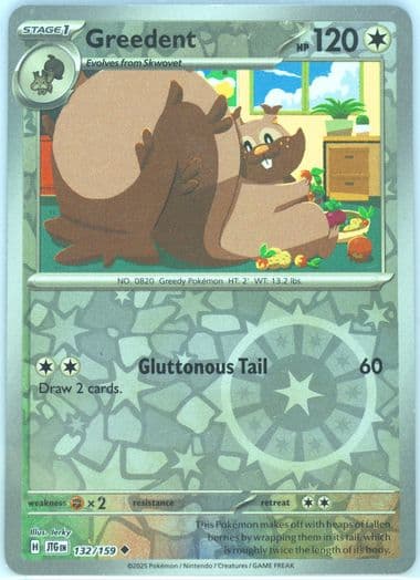 Greedent Reverse Holo (132) 2025 Pokemon Jtg EN-Journey Together