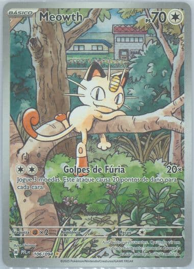 Meowth Illustration Rare (106) 2025 Pokemon Portuguese Pfl PT-Phantasmal Flames