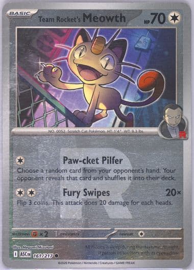 Team Rocket's Meowth Team Rocket Reverse Holo (161) 2026 Pokemon Asc EN-Ascended Heroes