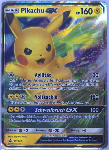 Pikachu GX Pikachu-GX & Eevee-GX Special Collection-German (SM232) 2019 Pokemon SM Black Star Promo