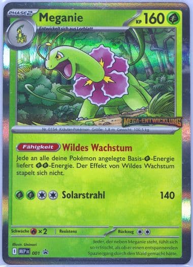 Meganium Mega Evolution Prerelease-Staff (001) 2025 Pokemon German Mep de-Me Black Star Promo