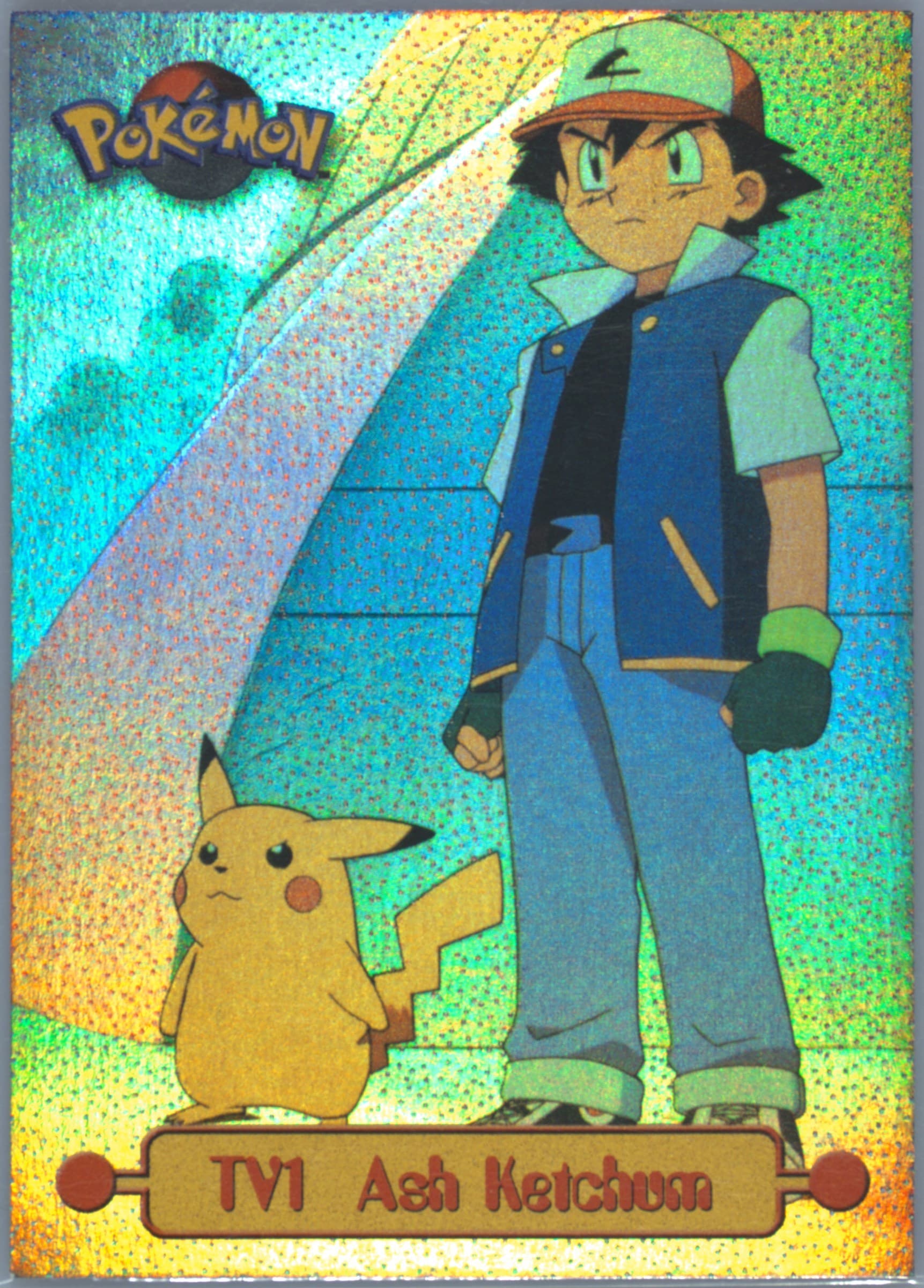 Ash Ketchum Rainbow (TV1) 1999 Topps Pokemon Series 1 Character Cards
