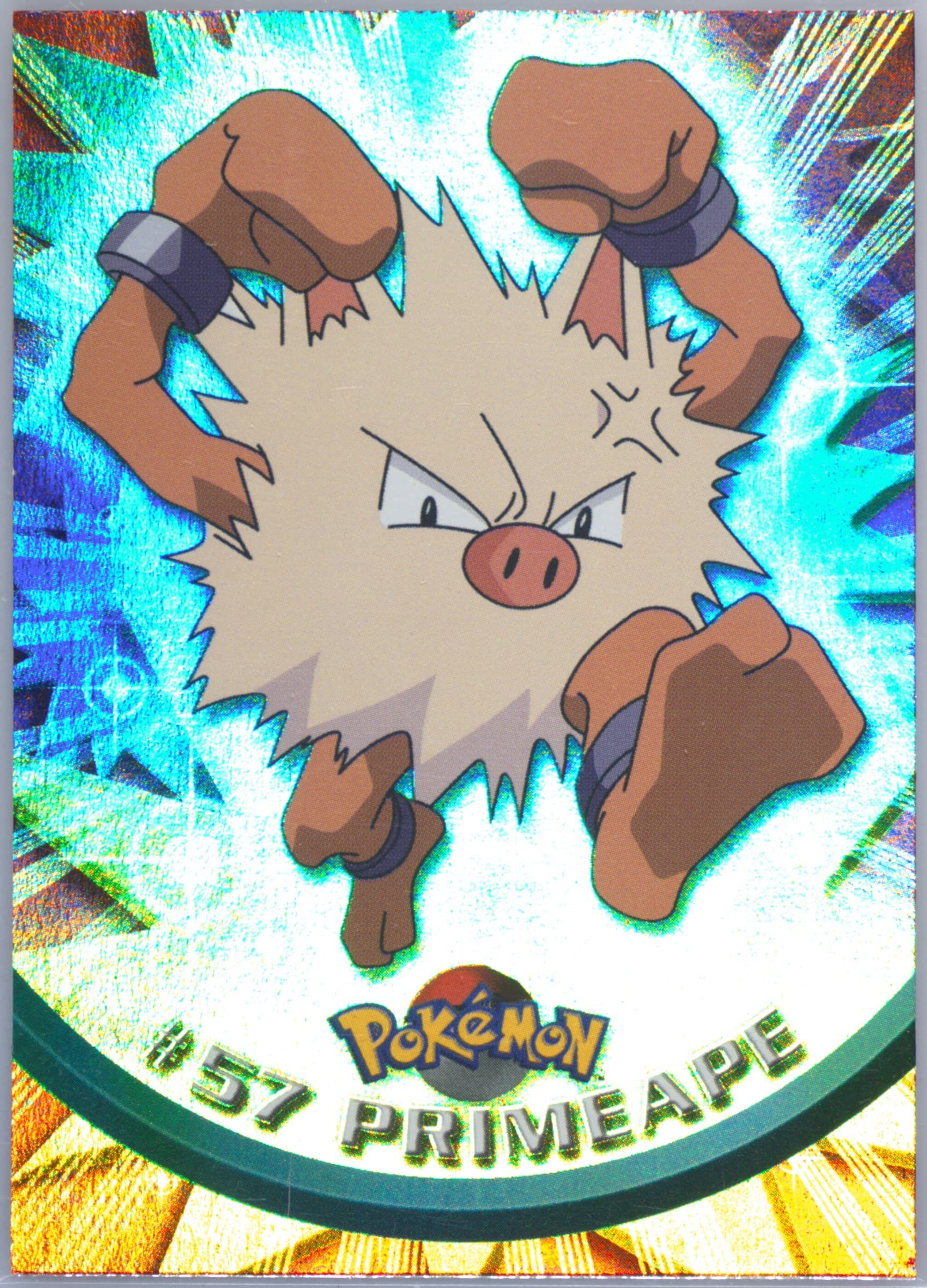 Primeape Rainbow Foil (57) 1999 Topps Pokemon TV