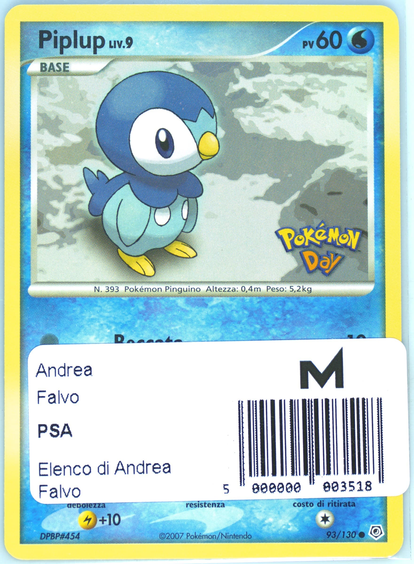 Piplup Italy Pokemon Day 2008 (93) 2007 Pokemon Diamond & Pearl