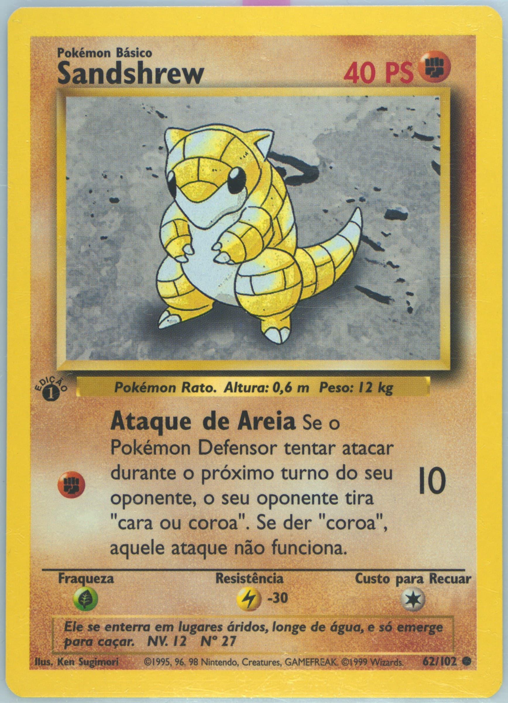 Sandshrew 1st Edition (62) 1999 Pokemon Portuguese