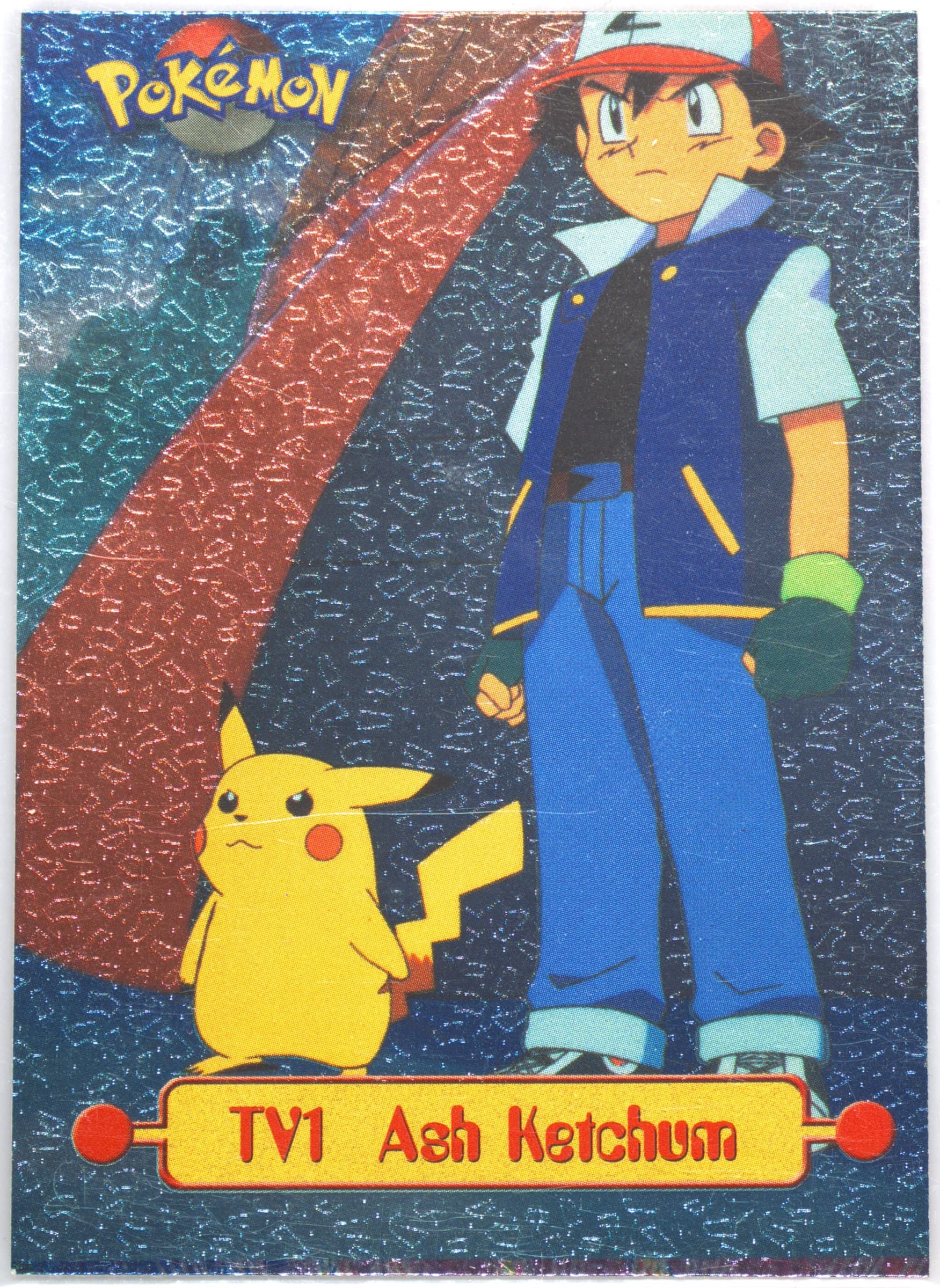 Ash Ketchum Foil (TV1) 1999 Topps Pokemon Series 1 Character Cards