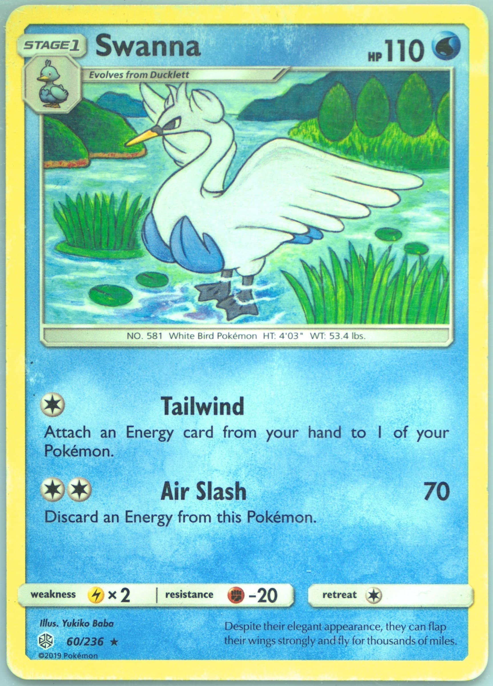 Swanna (60) 2019 Pokemon Sun & Moon Cosmic Eclipse