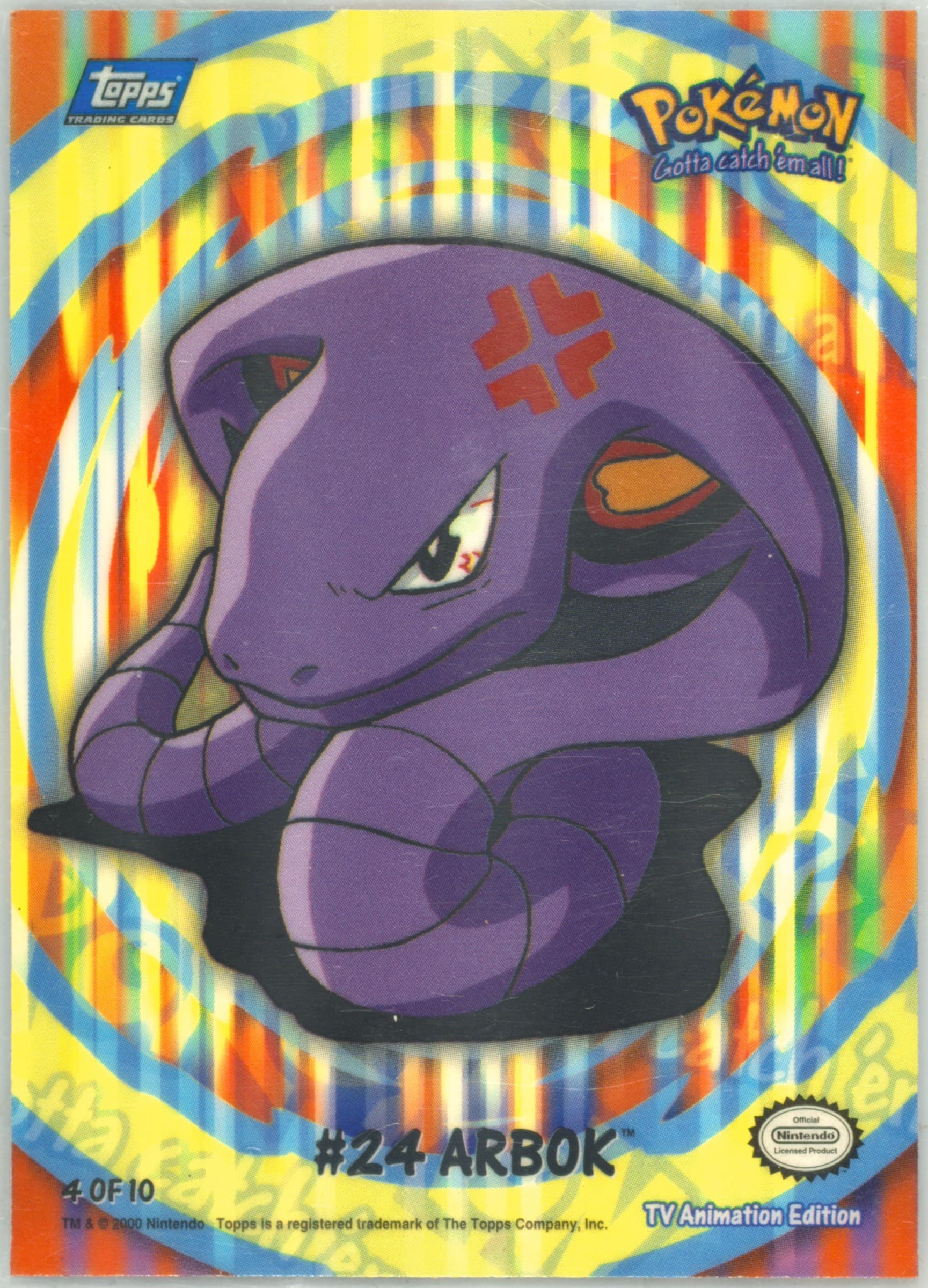 Arbok (4) 2000 Topps Pokemon TV Animation Series 2 Stick-Ons