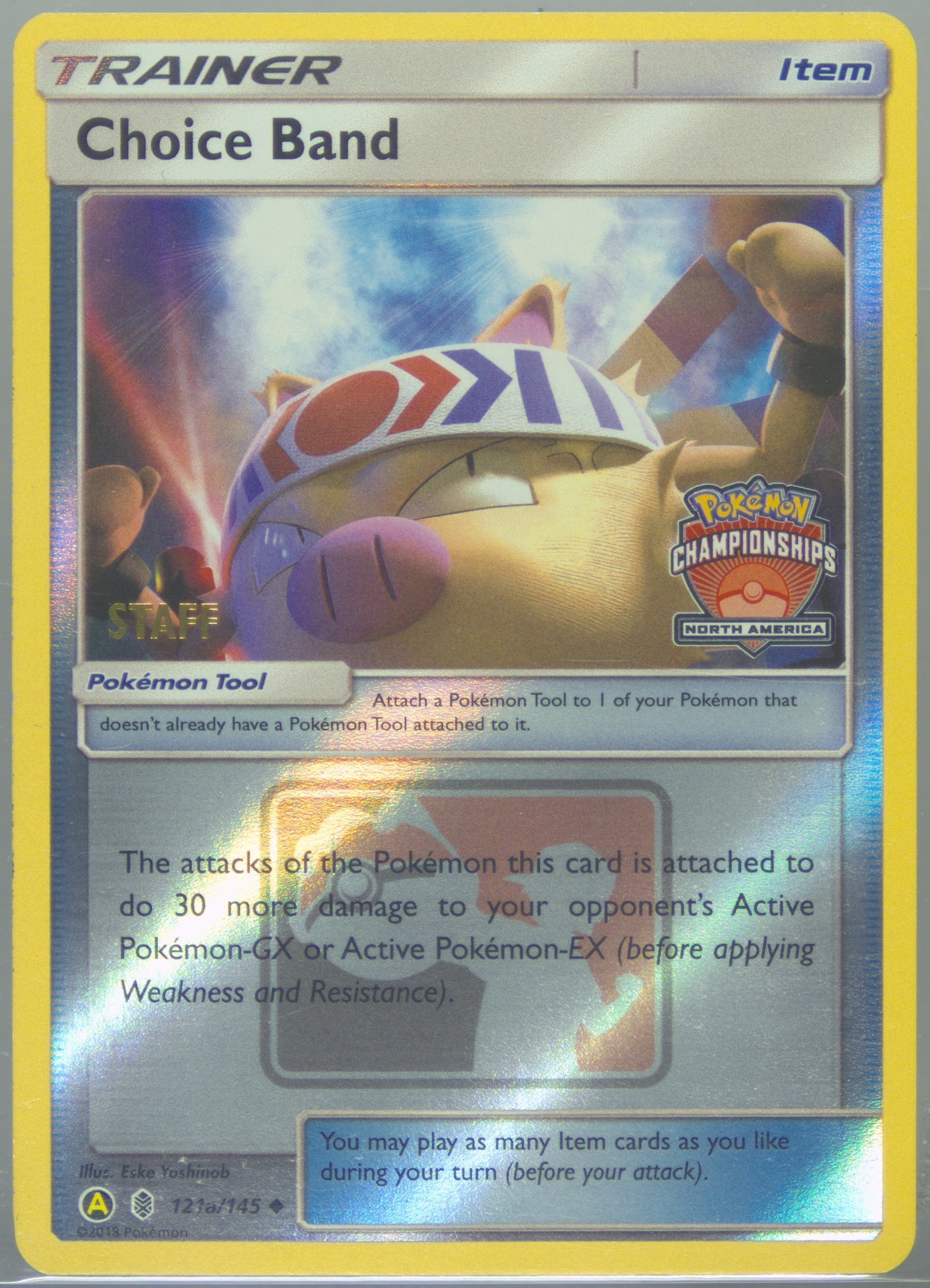 Choice Band-Reverse Foil Yellow A 2019 Season International Championships North America-Staff (121a) 2017 Pokemon Sun & Moon Guardians Rising