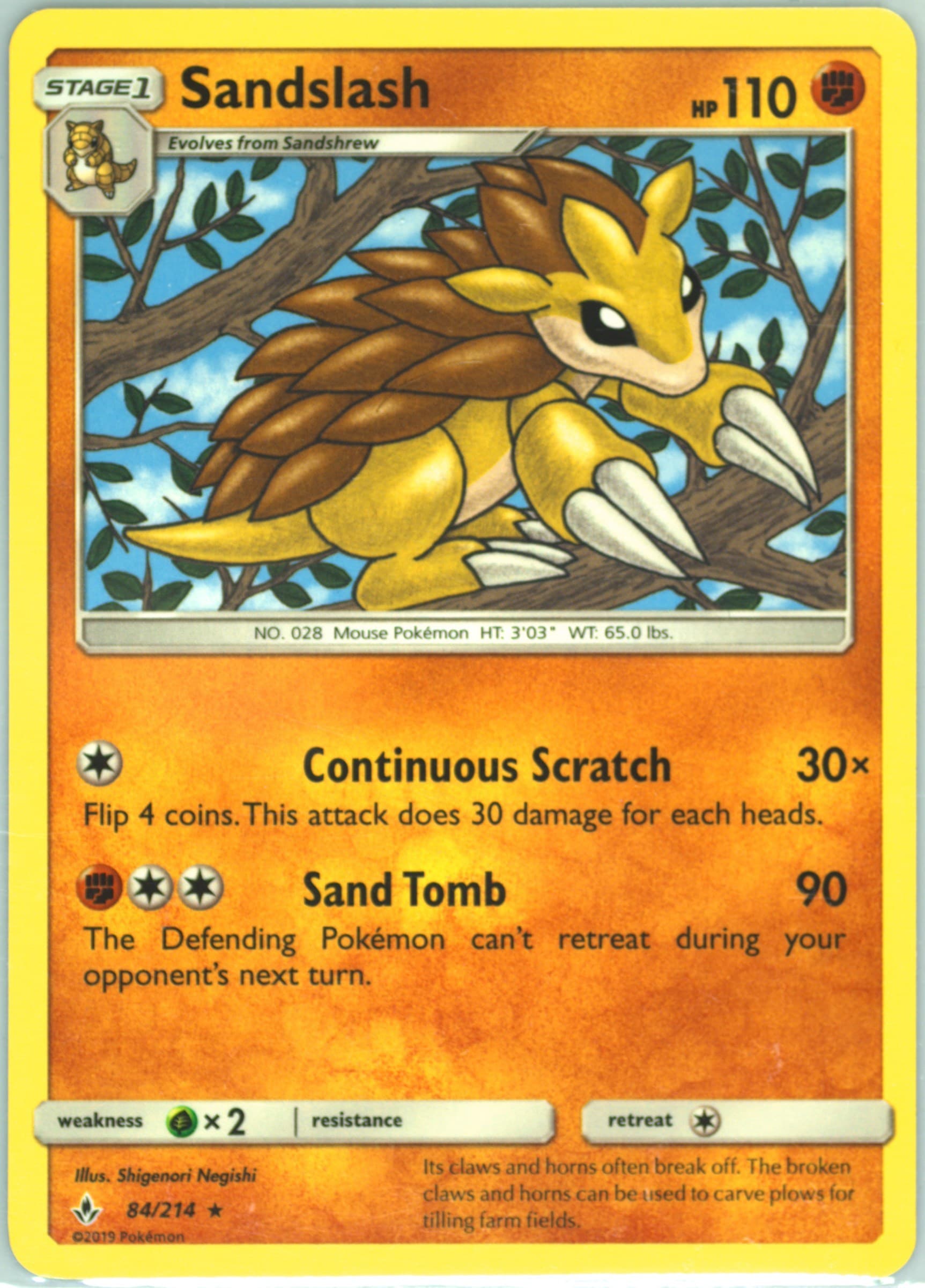 Sandslash (84) 2019 Pokemon Sun & Moon Unbroken Bonds