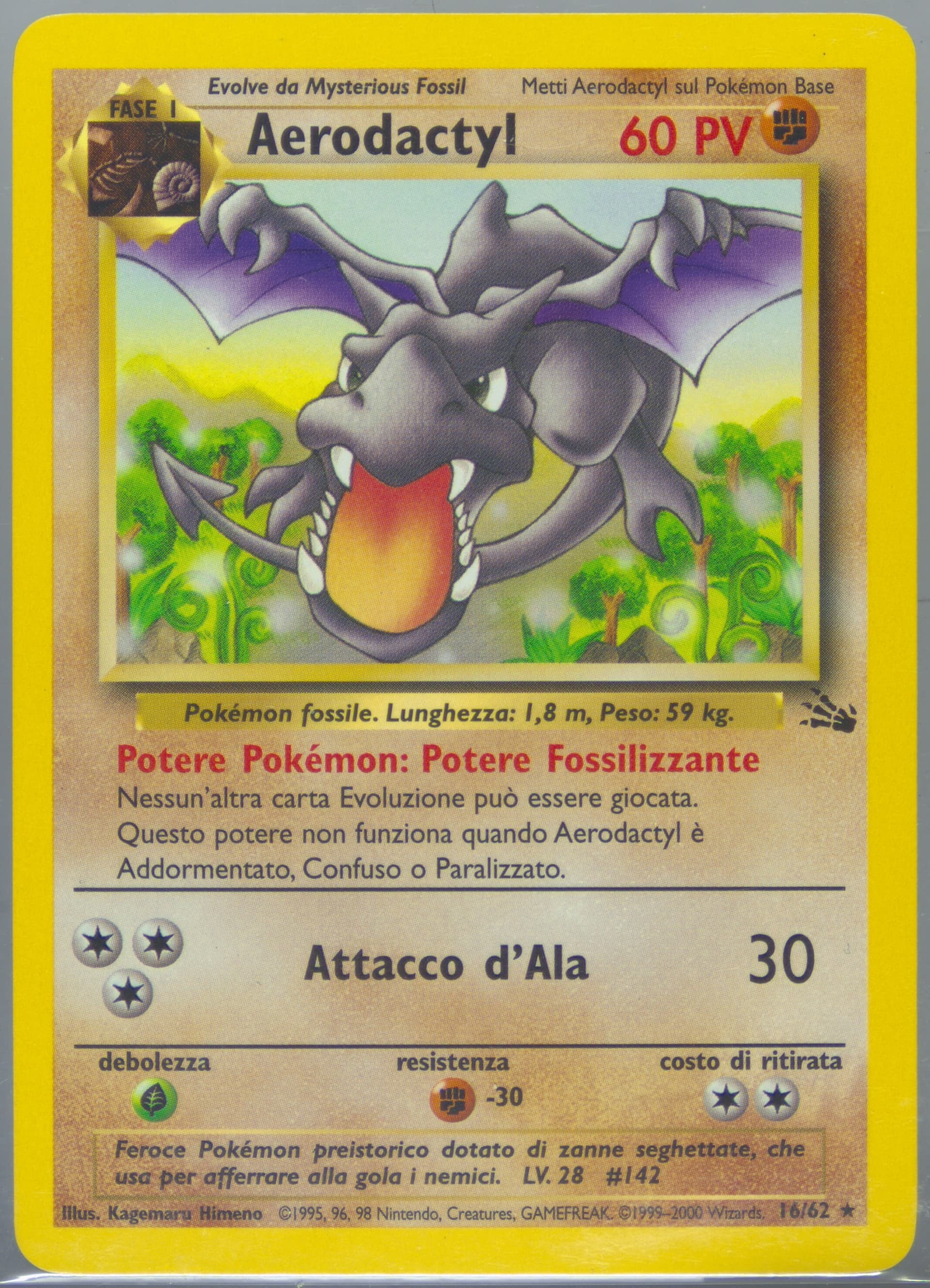Aerodactyl (16) 2000 Pokemon Italian Fossil