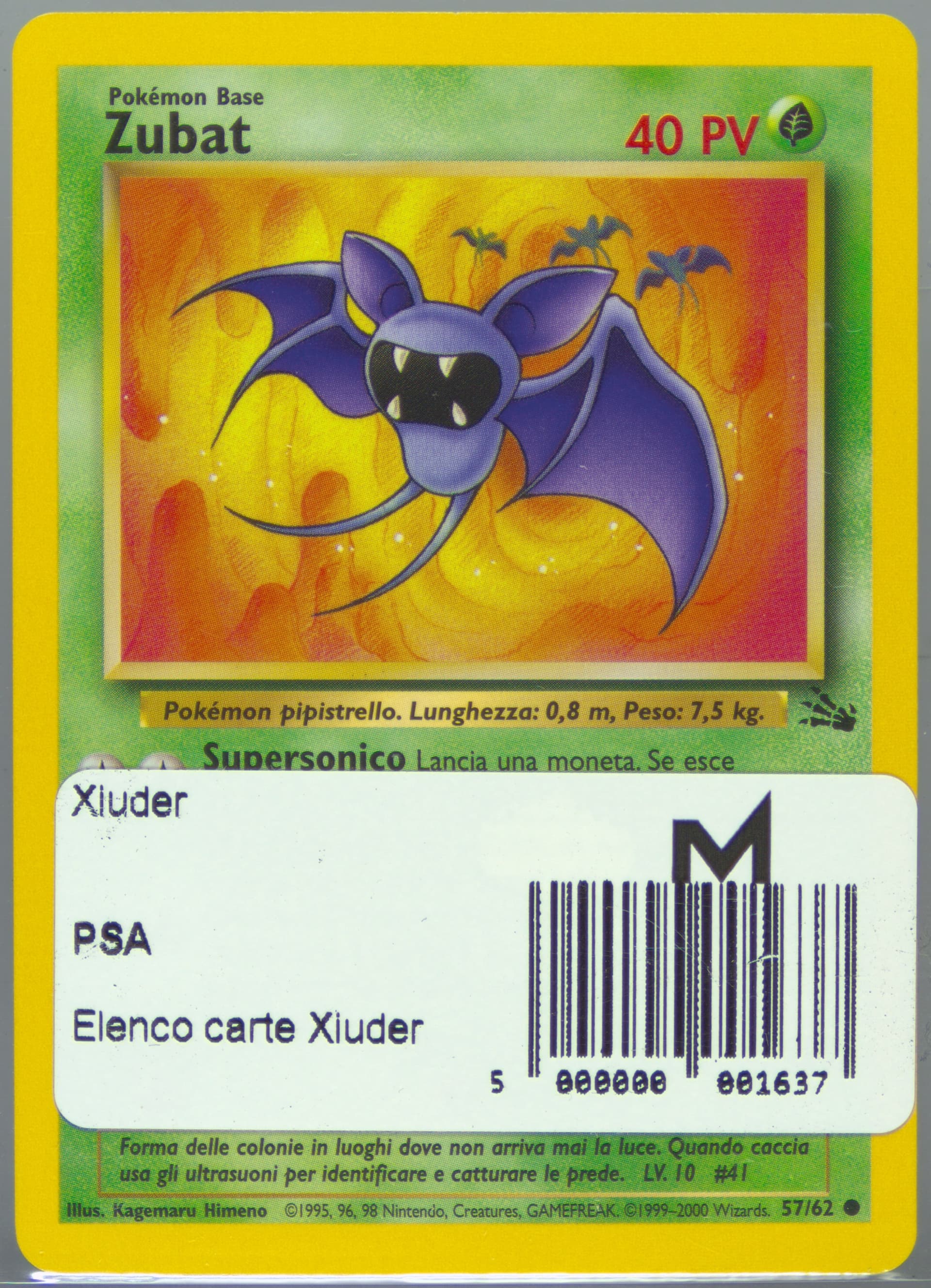 Zubat (57) 2000 Pokemon Italian Fossil