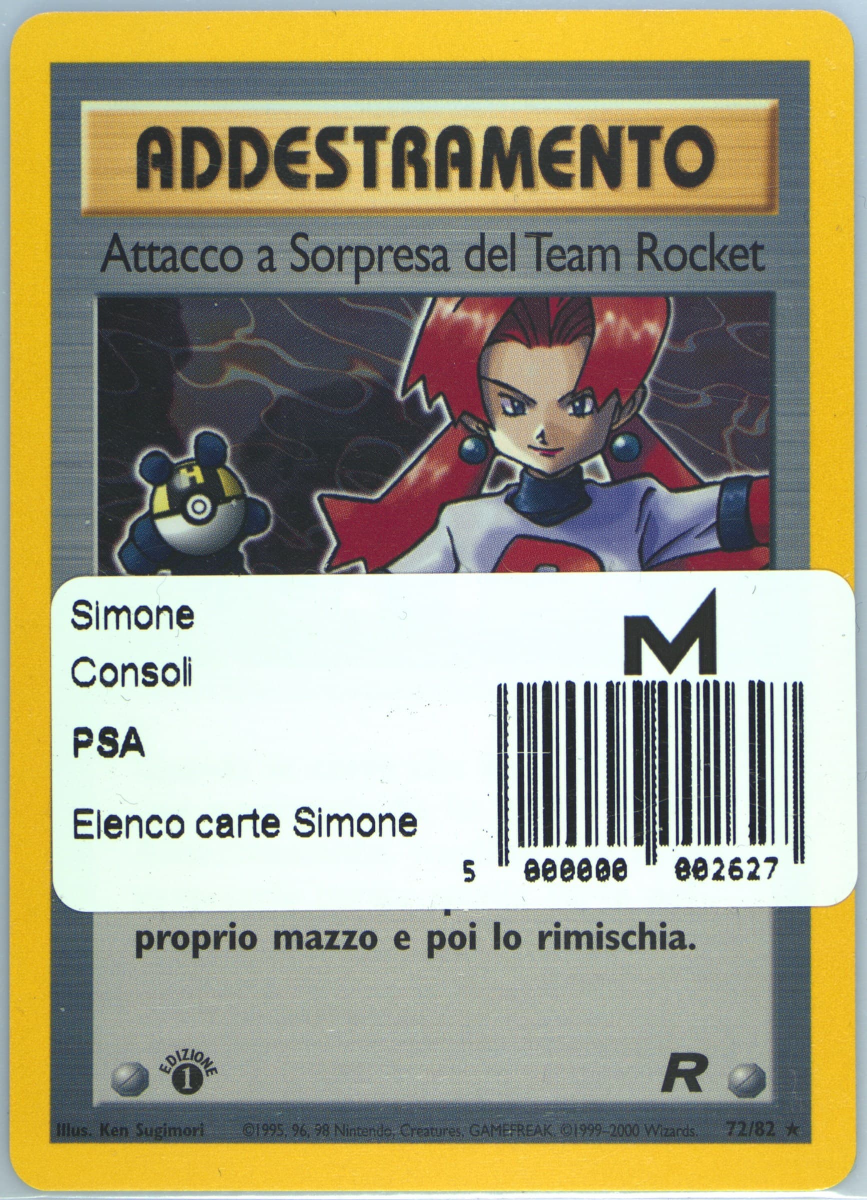 Attacco A Sorpresa Del Team Rocket 1st Edition (72) 2001 Pokemon Italian Rocket