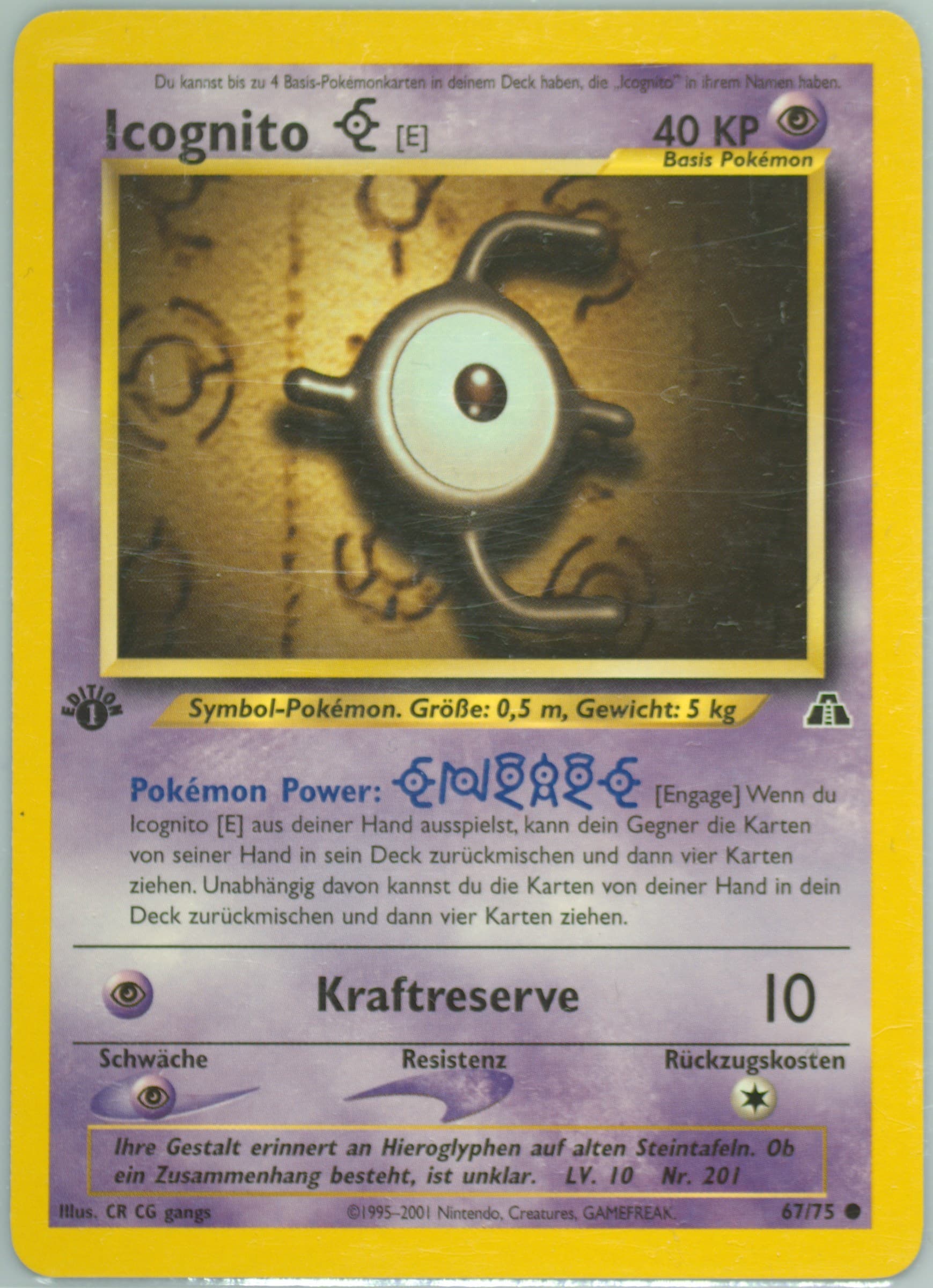 Icognito E German-1st Edition (67) 2001 Pokemon Neo Discovery