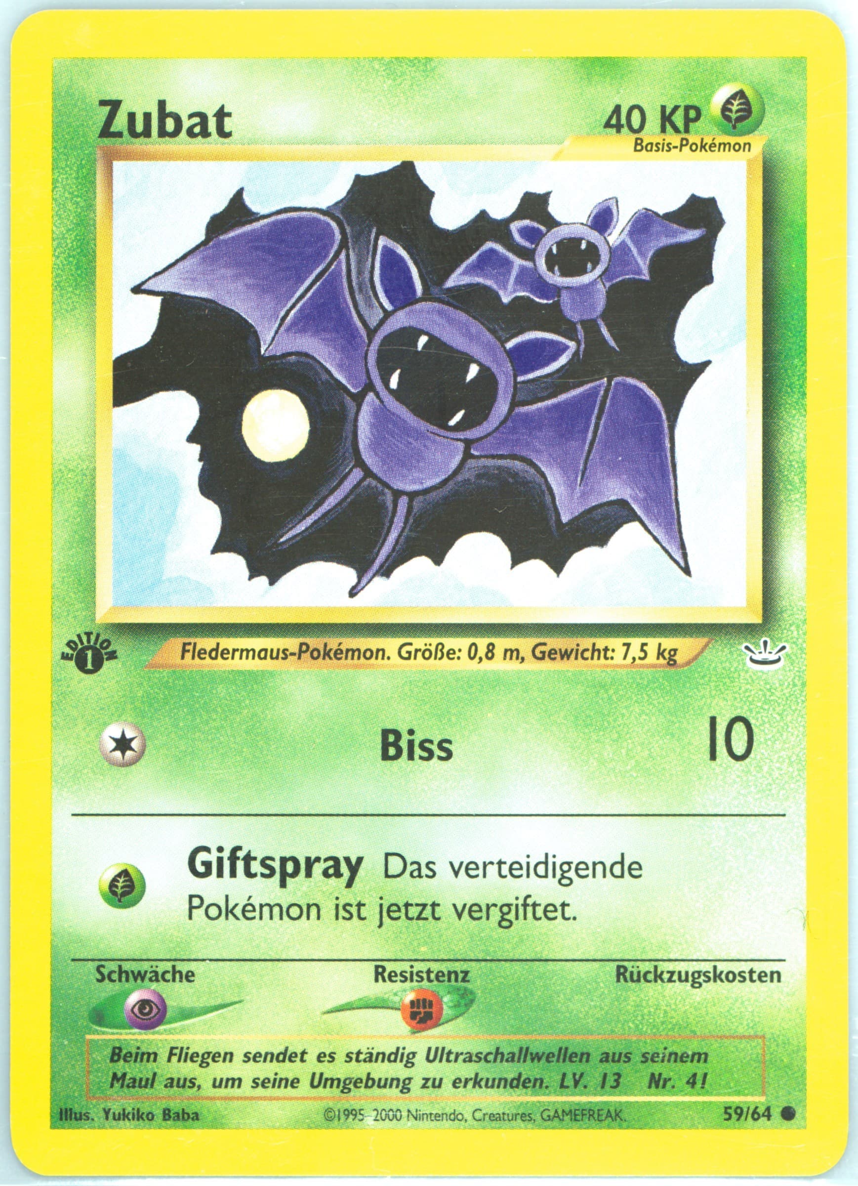 Zubat 1st Edition (59) 2002 Pokemon German Neo Revelation