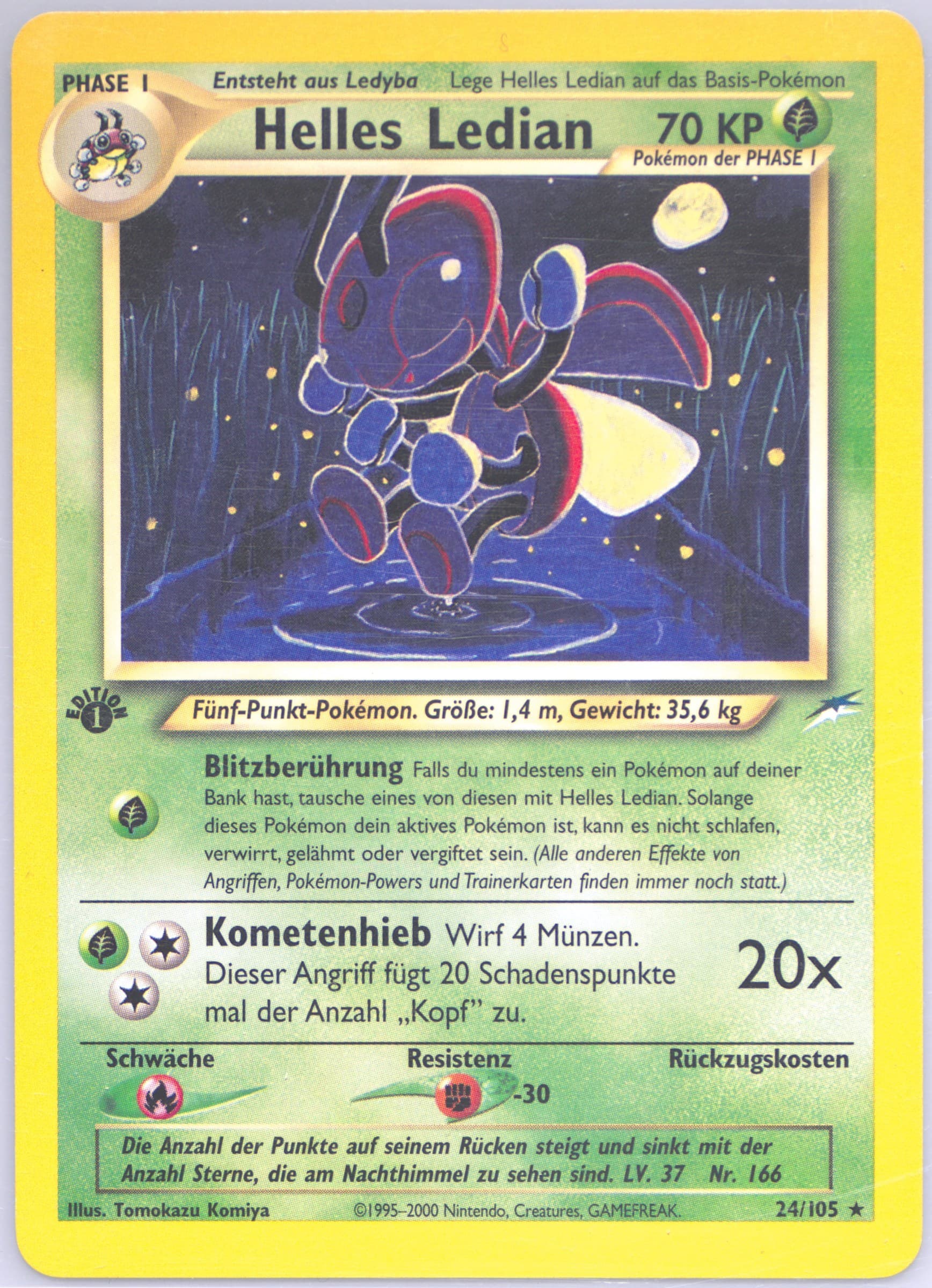 Helles Ledian German-1st Edition (24) 2002 Pokemon Neo Destiny