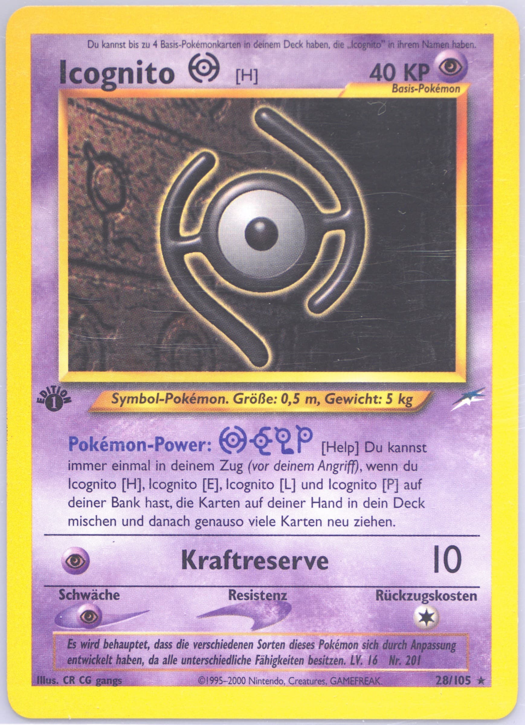 Icognito H German-1st Edition (28) 2002 Pokemon Neo Destiny
