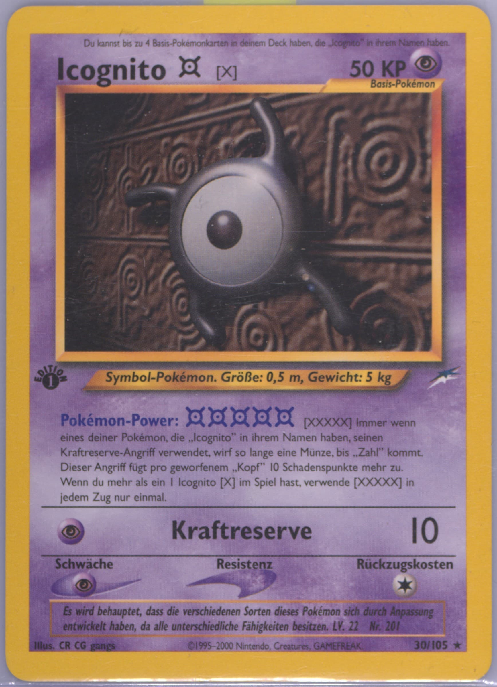 Icognito X German-1st Edition (30) 2002 Pokemon Neo Destiny