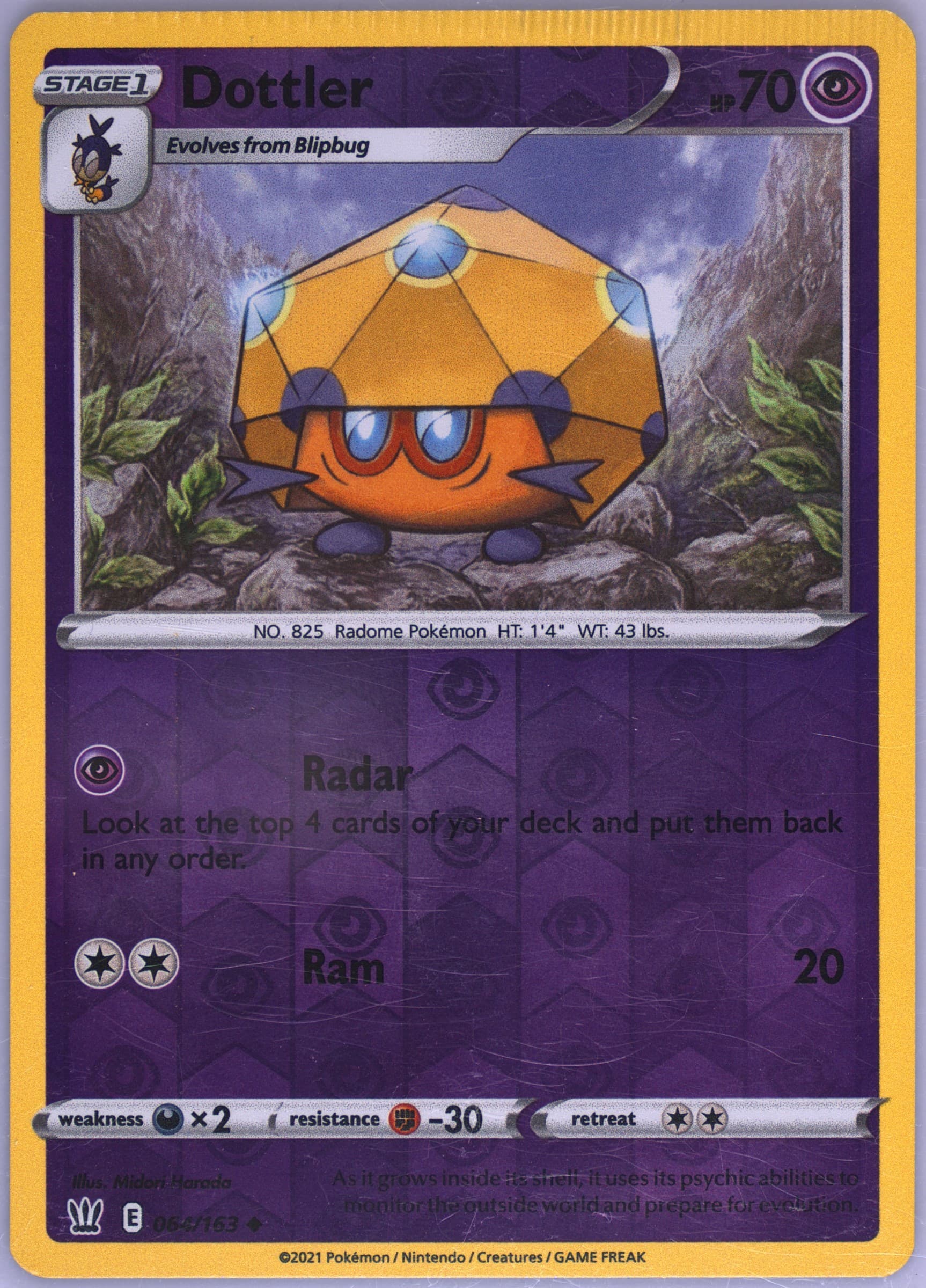 Dottler-Reverse Foil (064) 2021 Pokemon Sword & Shield Battle Styles