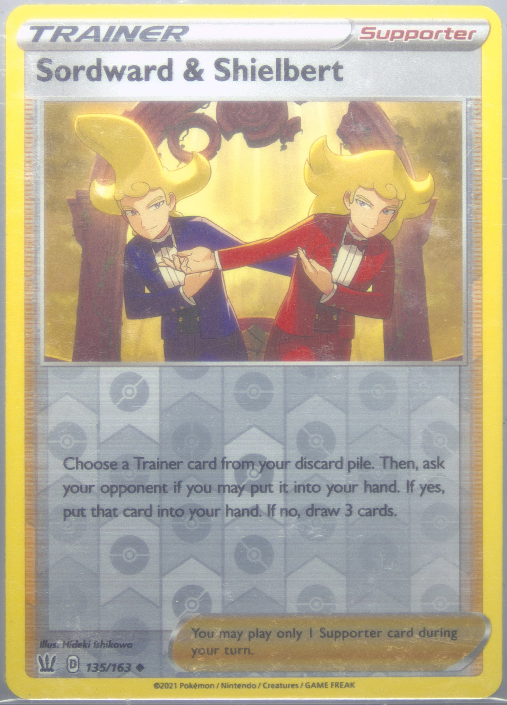 Sordward and Shielbert-Reverse Foil (135) 2021 Pokemon Sword & Shield Battle Styles