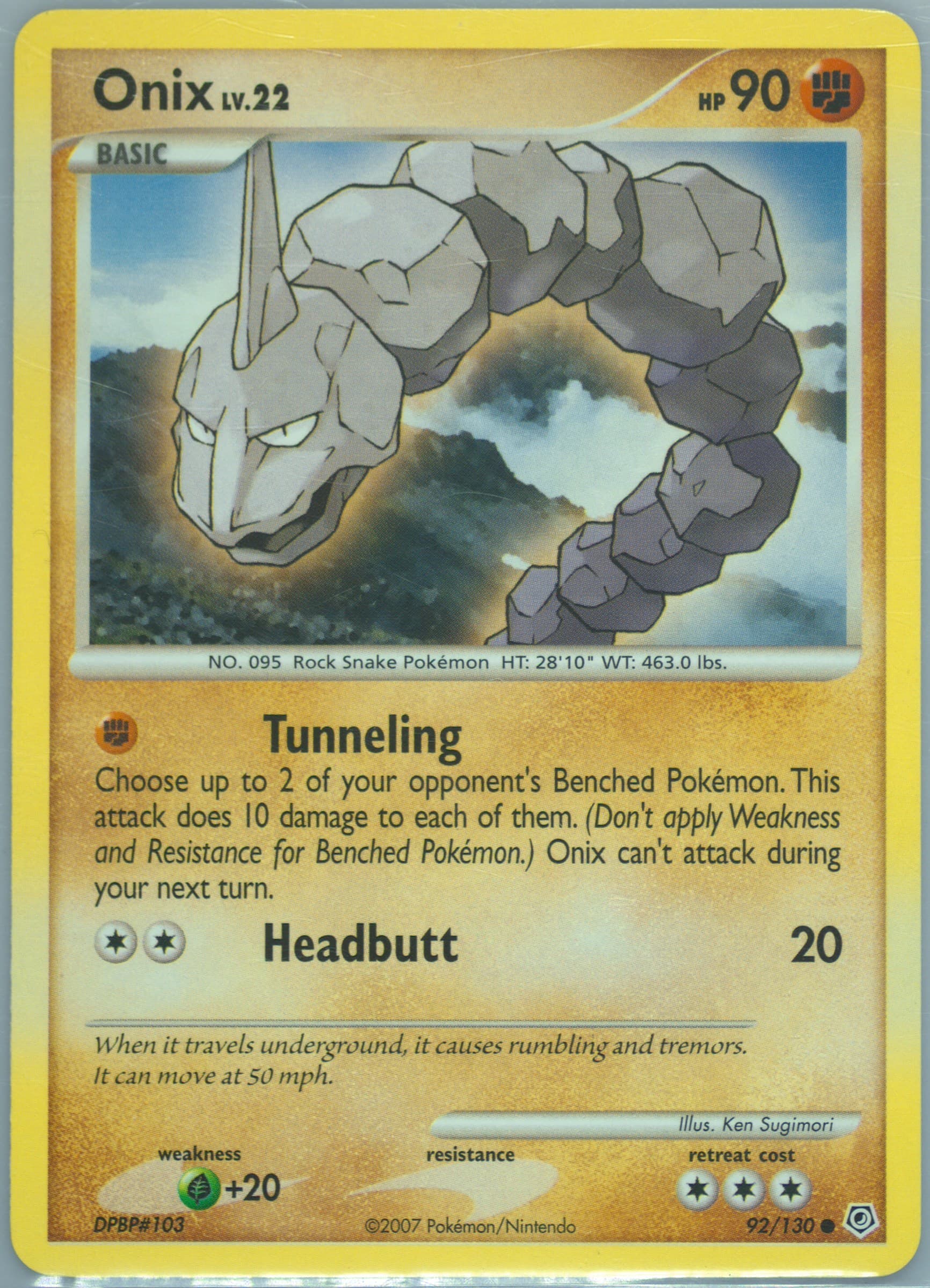 Onix (92) 2007 Pokemon Diamond & Pearl