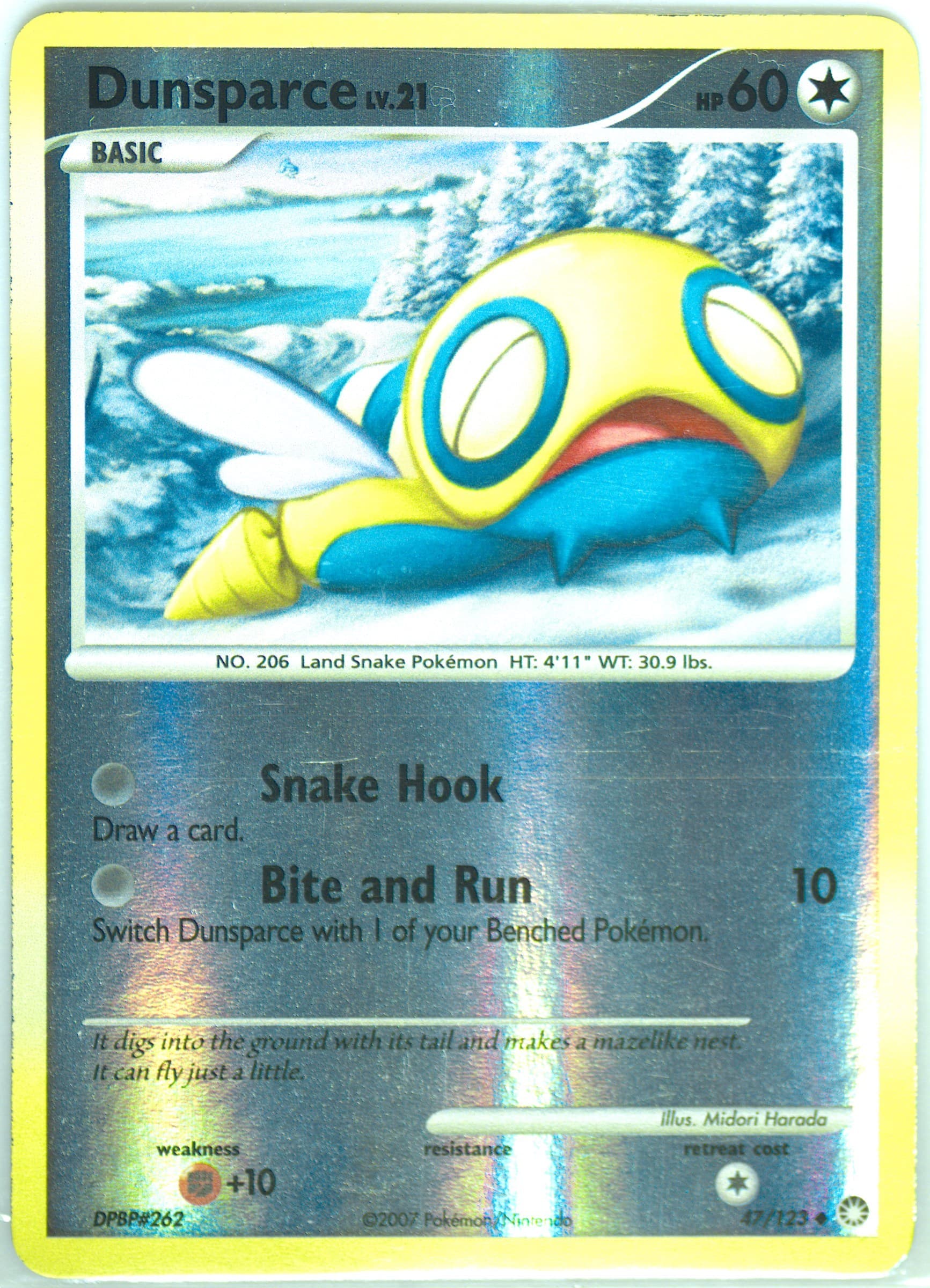 Dunsparce-Reverse Foil (47) 2007 Pokemon Diamond & Pearl Mysterious Treasures