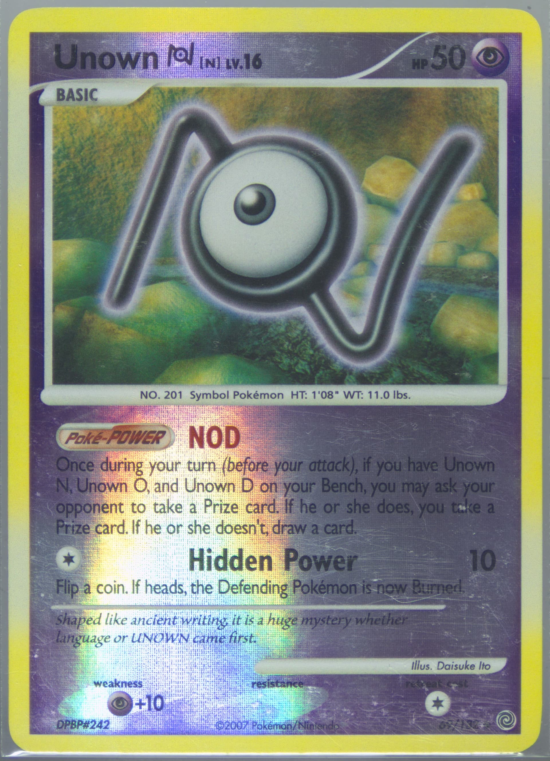 Unown N (69) 2007 Pokemon Diamond & Pearl Secret Wonders