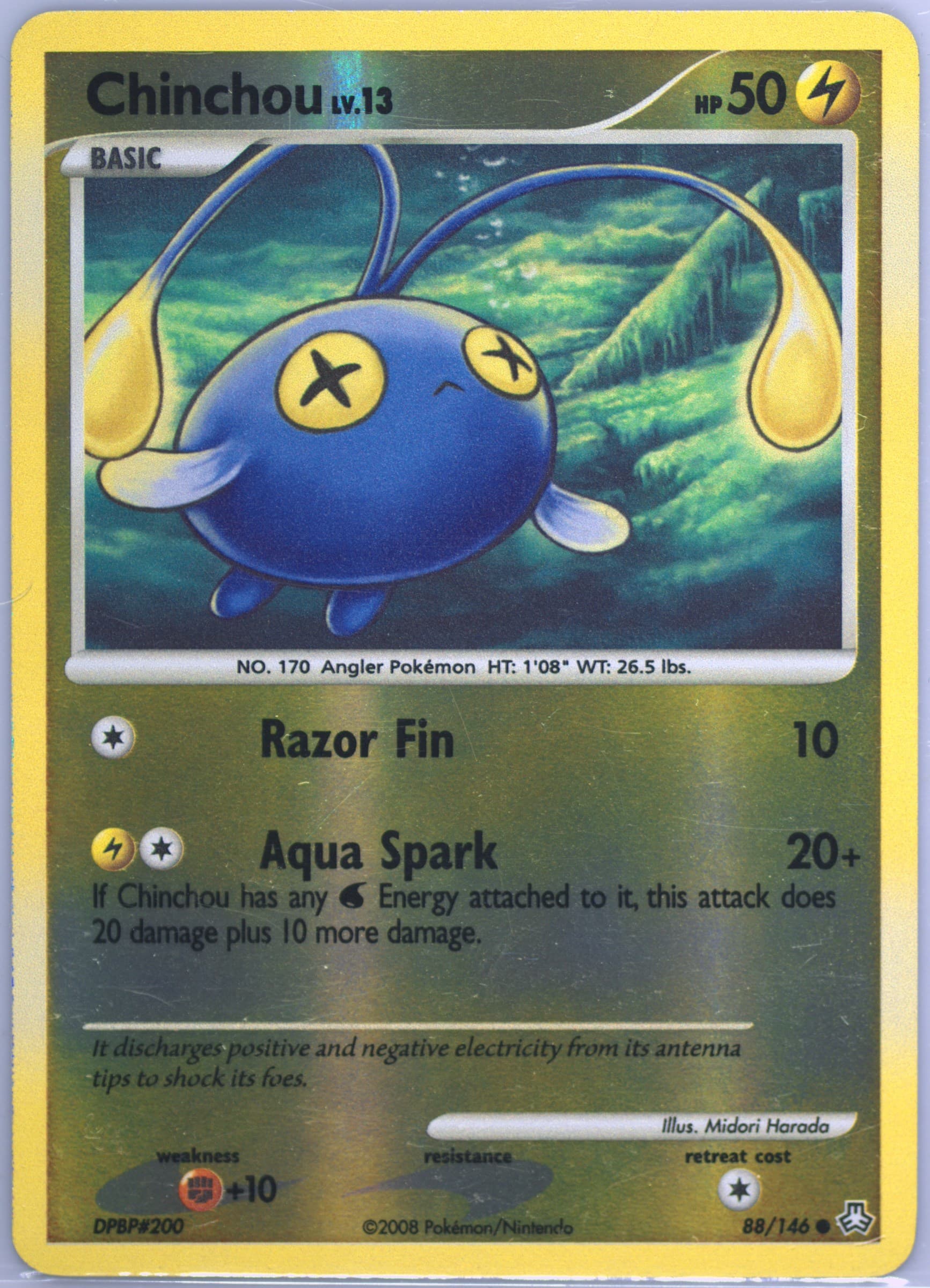 Chinchou-Reverse Foil (88) 2008 Pokemon Diamond & Pearl Legends Awakened