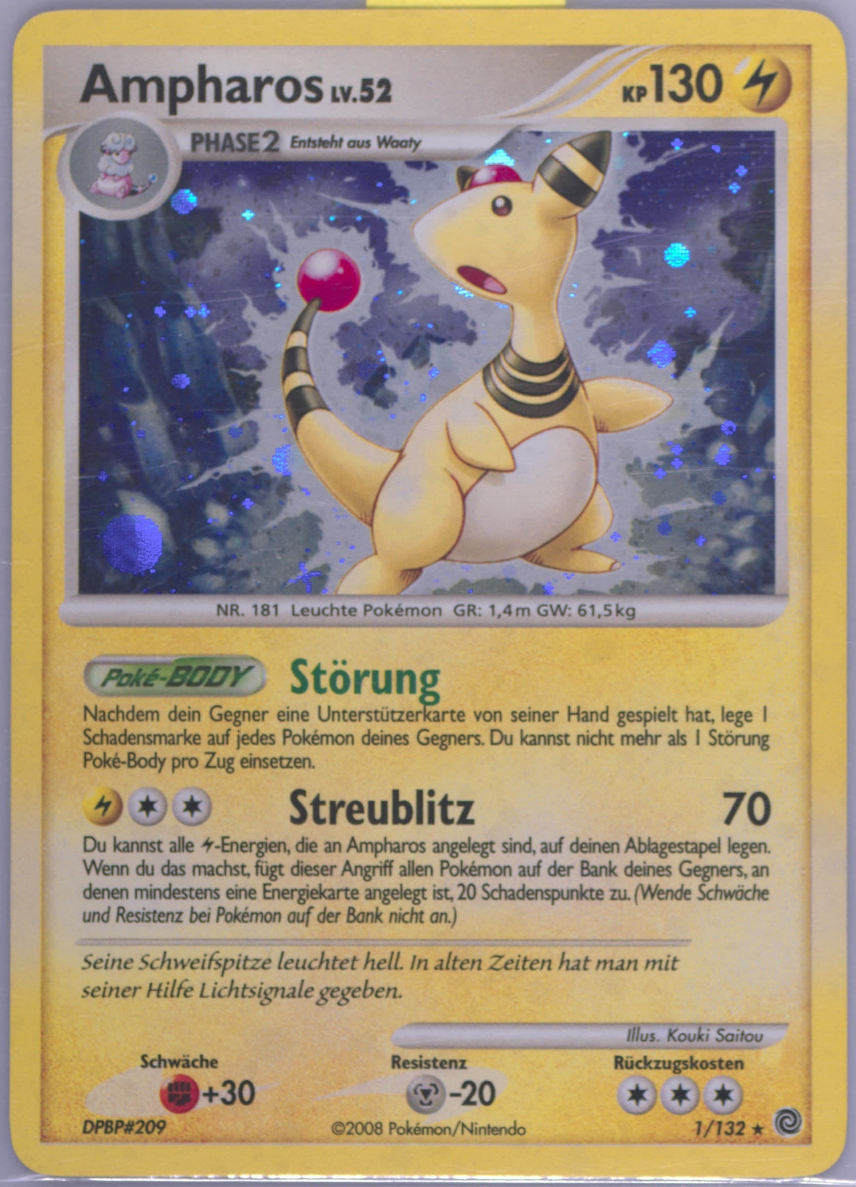 Ampharos-Holo (1) 2008 Pokemon German Diamond & Pearl Secret Wonders