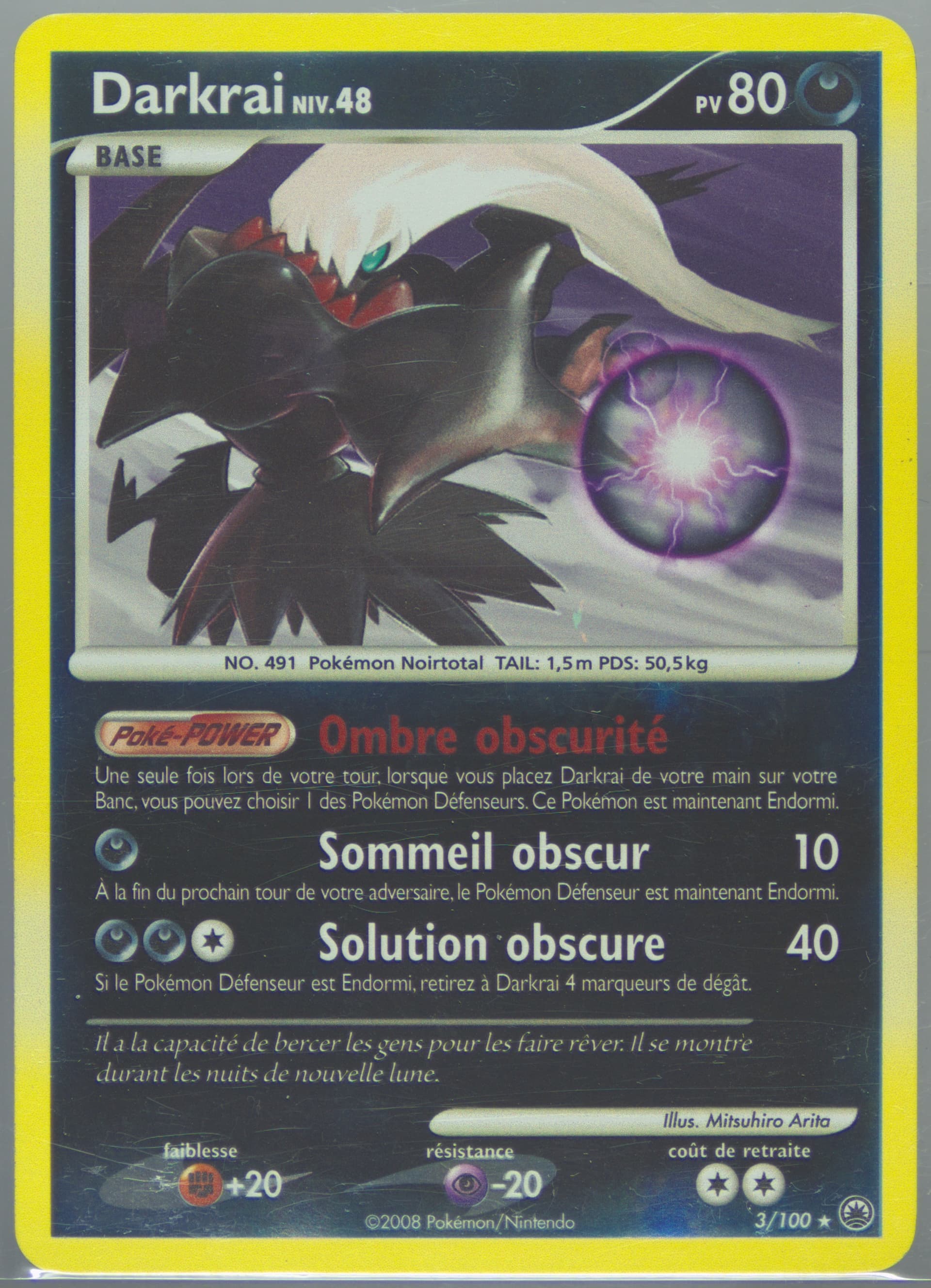Darkrai-Reverse Foil French (3) 2008 Pokemon Diamond & Pearl Majestic Dawn
